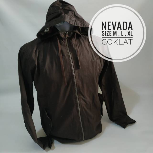 jaket pria warna coklat tua size M L XL Nevada Ori Anti Air loh