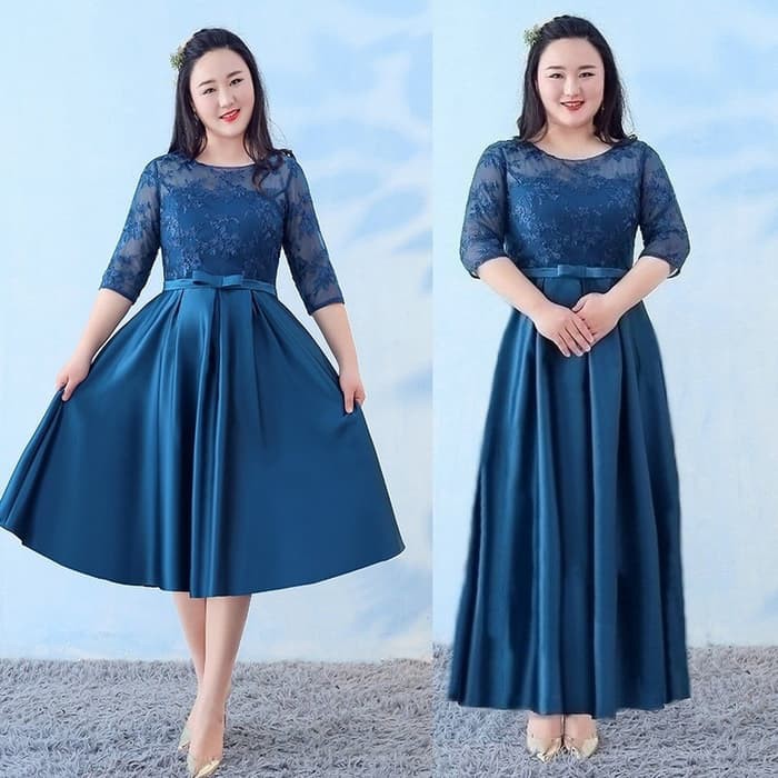 Gaun Pesta 0581118 Navy Hitam Big Size Party Dress Gown