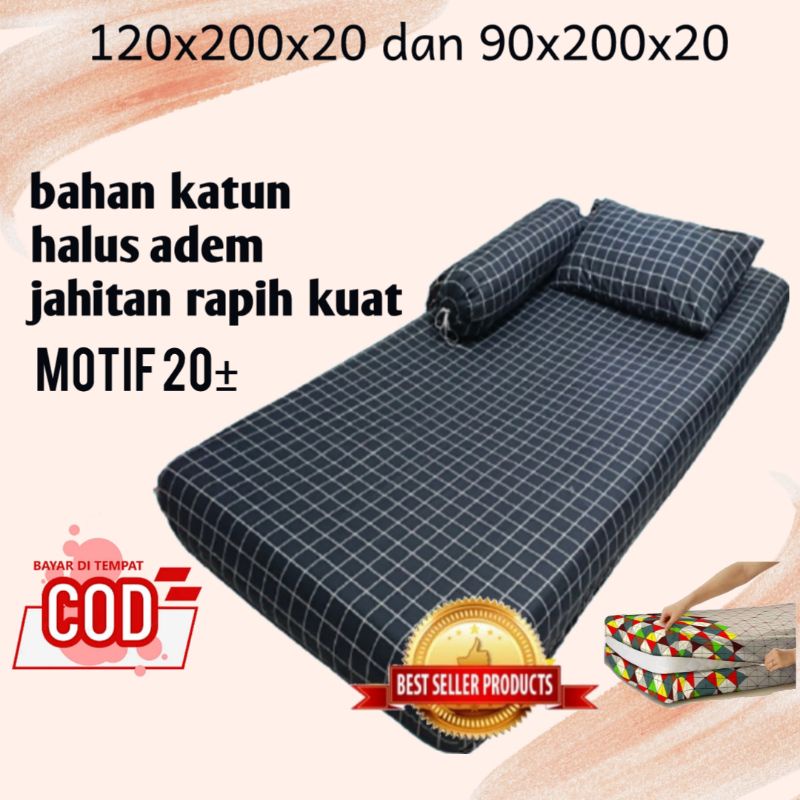 Sarung Kasur Busa 120x200x20 Sprei Resleting 90x200x20 No 4 Single No 3 Seprei Springbed Murah Karak
