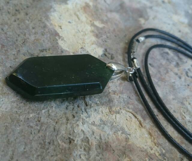 Kalung Liontin Natural Giok Black Jade Aceh Terapi Heksagonal AAA+ QUALITY