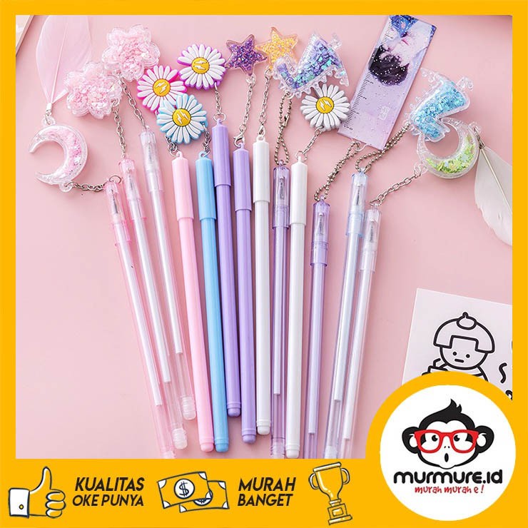 

MURMURE.ID | PULPEN GEL BUNGA PEN SAKURA FLOWERS SEQUINS PENA GANTUNGAN PAYET SAKURA PN085 PN087