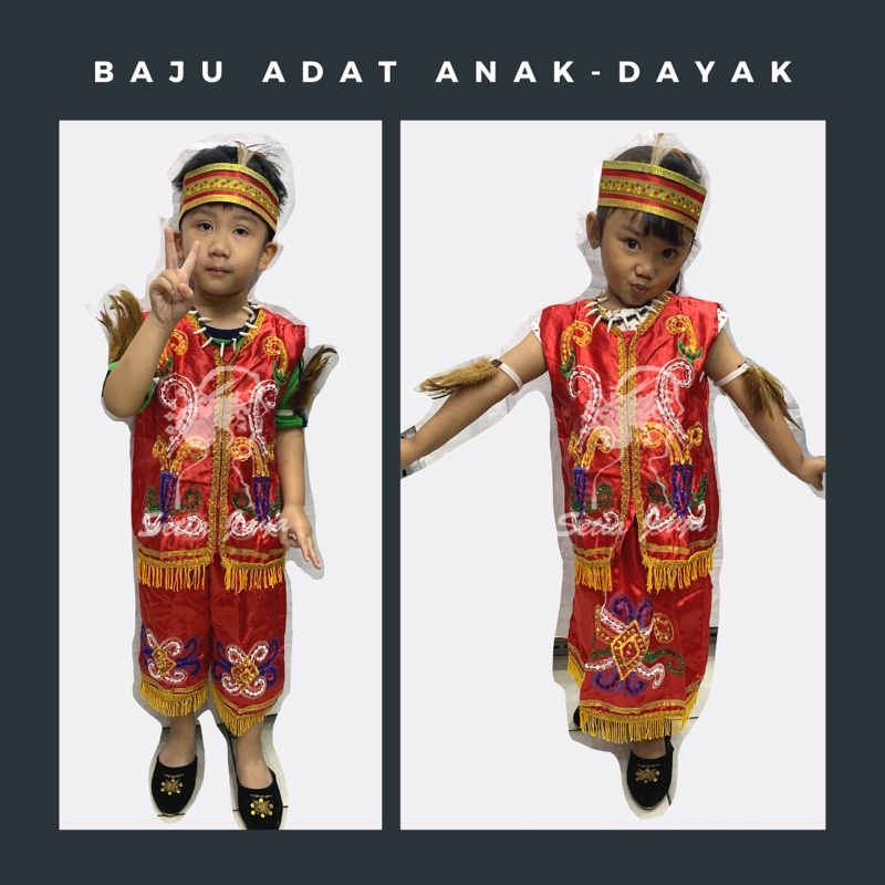 Baju adat anak Dayak/ Baju Tari Dayak Kalimantan/ Kostum Carnaval