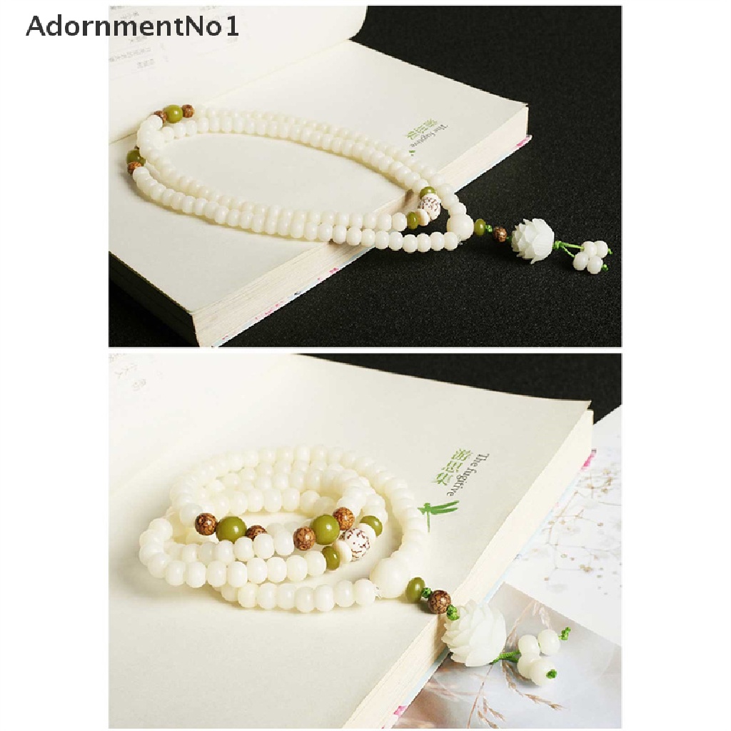 (AdornmentNo1) Gelang Manik Bodhi Akar Teratai Putih Alami Original