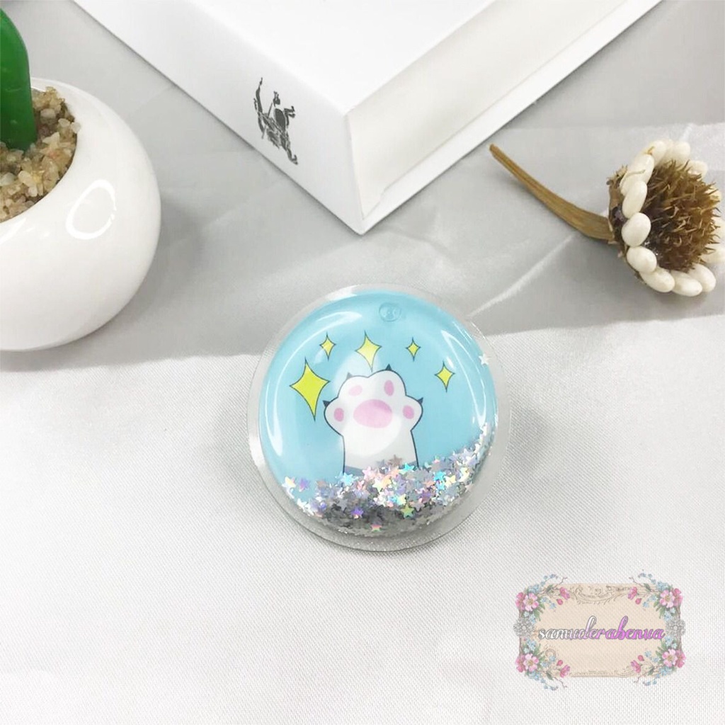 Pop Socket Phone Stand Holder HP Standing Ringstand water glitter Phone Stand Holder HP Standing aksesoris  pegangan karakter kartun lucu 3m SB3060