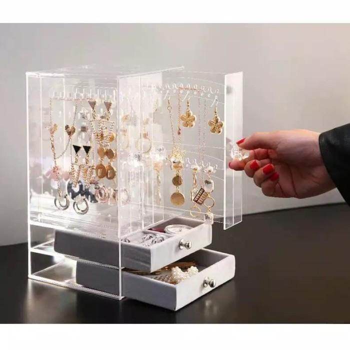 Rak Aksesoris rak anting dengan laci, wadah aksesoris acrylic