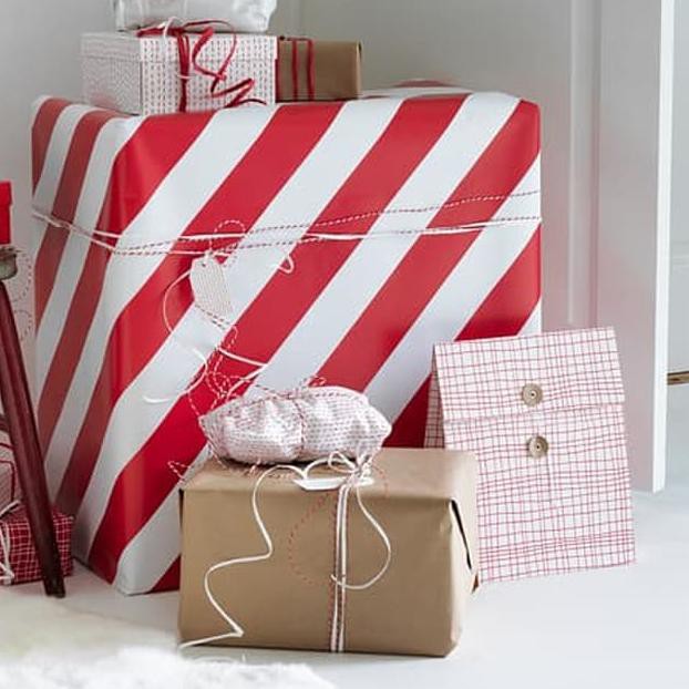 

VINTER kertas bungkus kado,gift wrap rol 4mtr, merah-putih,kado natal