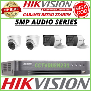 PAKET CCTV HIKVISION 4 CHANNEL 4 CAMERA 5MP TURBO HD AUDIO SERIES CAMERA CCTV KOMPLIT