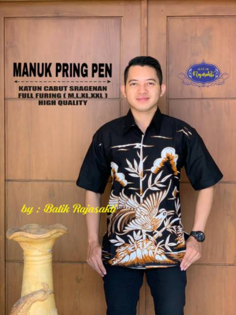 Batik Solo BURUNG KENARI Kemeja Pria Katun Halus Sragenan Full Furing