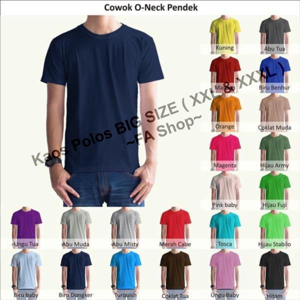 Kaos Polos Big Size XXL dan XXXL Murah Tshirt Oblong Baju Jumbo Ukuran Cowok Cewek Distro Limited