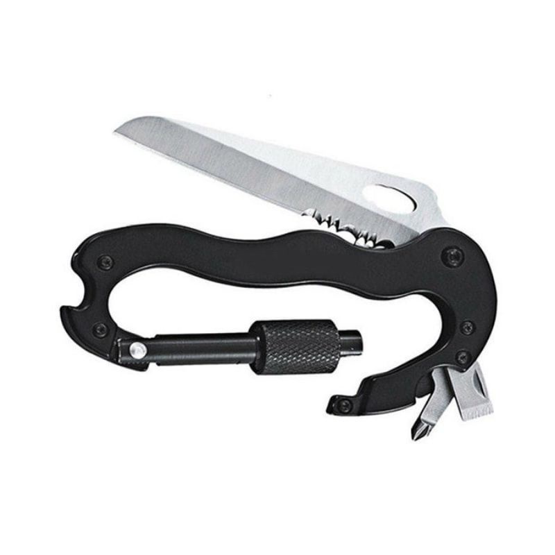 Carabinner Multifungsi 5 in 1 Pisau Lipat Mountainerring