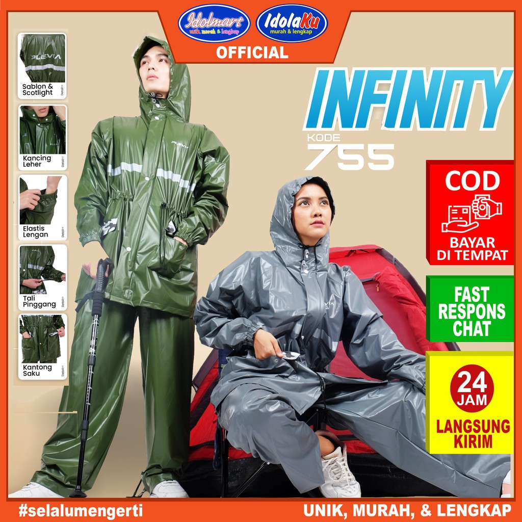 IDOLAKU Jas Hujan Jaket Celana plevia Infinity 755 Pria/Wanita - Plevia Semarang