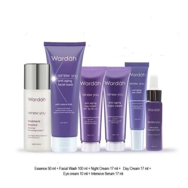 Wardah Renew You Anti Aging Series (Serum, Essence, DayCream, NightCream, EyeCream, FacialWash)