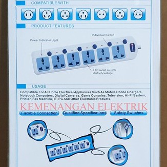 PHILMAX STOP KONTAK 6 LUBANG / COLOKAN KABEL 6 SOCKET + SWITCH / SAKLAR KABEL 3M STOPKONTAK 3 METER / COLOKAN LAMPU MASING MASING SWITCH 6 LOBANG 3METER