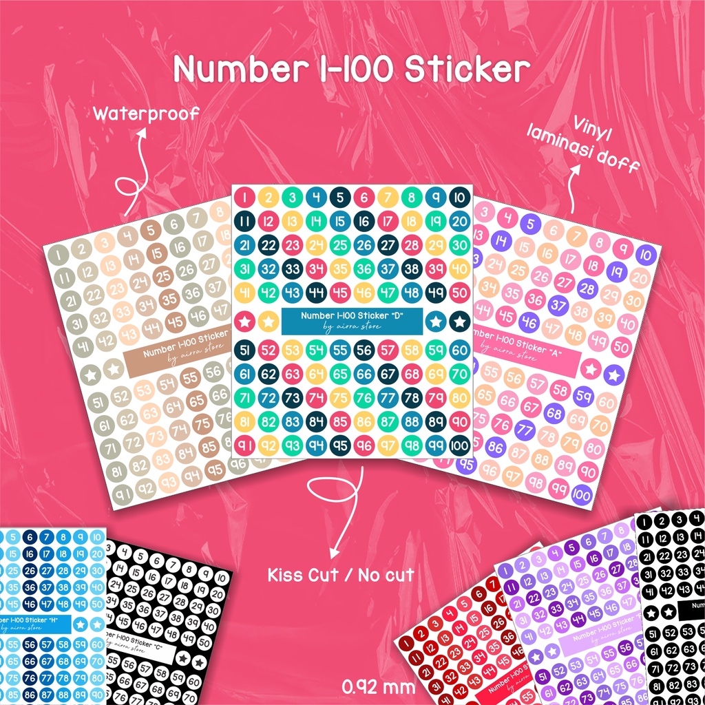 

Sticker Deco Number 1-100 (Stiker tulisan angka 1-100)