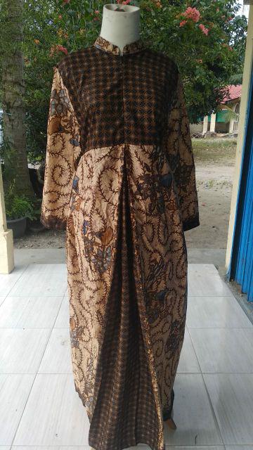 Gamis Batik Pias Sogan Ulir Size Standar Dan Jumbo Bahan Katun Mataram Primisima