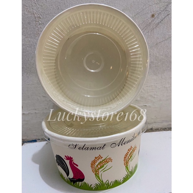 PAPER BOWL MOTIF AYAM JAGO 800 ML  [MOTIF TERBARU]