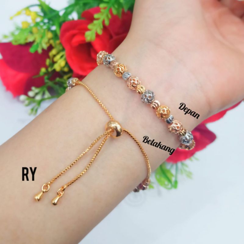 TERBARU GELANG TANGAN TITANIUM PRIA WANITA MOTIF PILIHAN LAPIS EMAS 24 K ANTI PUDAR