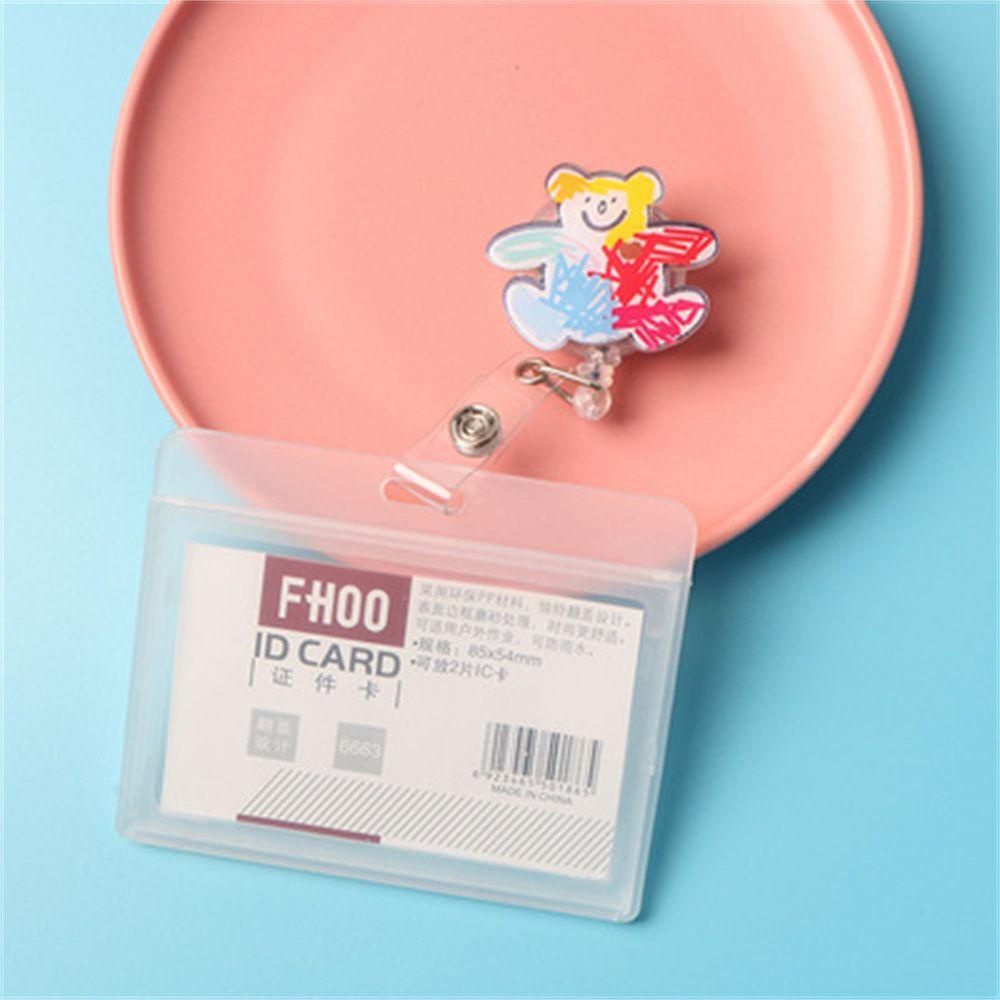 [Elegan] Retractable Badge Reel Beruang Lucu Perlengkapan Kantor Name Tag Perawat Dokter Kartun Name Card Holder