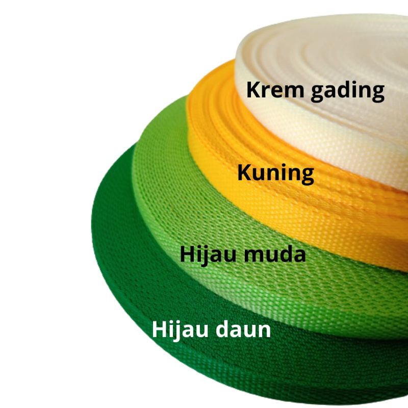 1 rol Webbing 1.5 cm bahan PP (polyprophylene) 36 yard / 32 m