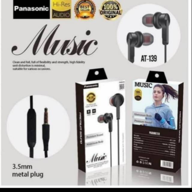 HANDSFREE/HEADSET/EARPHONE PANASONIC AT139 Murah