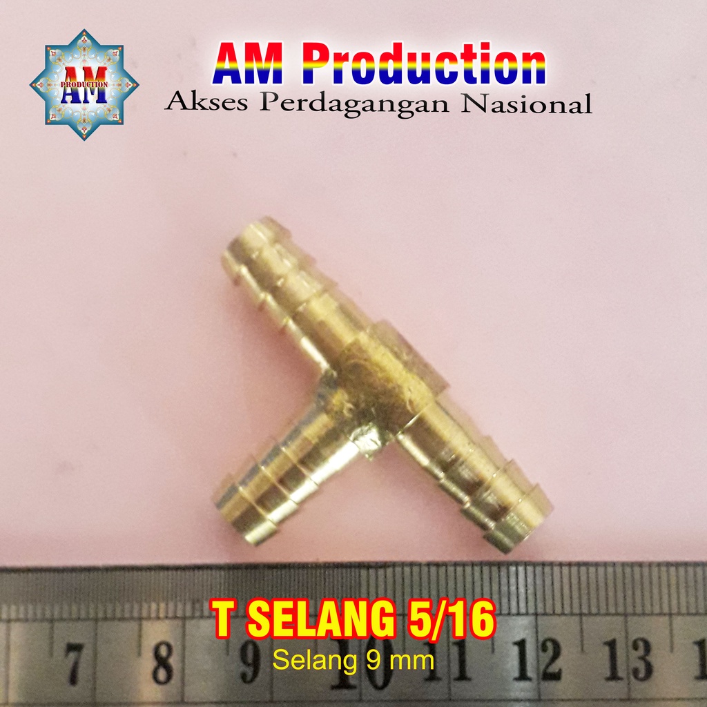 T Selang 5/16, Sambungan T 5/16, Selang 5/16, Cabang T 5/16, Logam Kuningan , Sambungan Selang, AM P