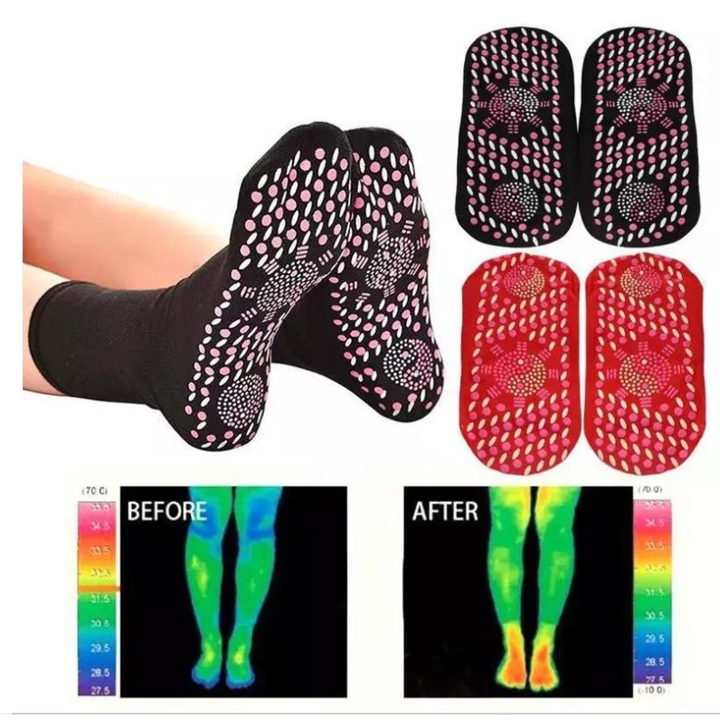 Kaos Kaki Magnet Terapi Pemanas Penghangat Telapak Kaki Tourmaline Magnetic Socks Kaos Kaki Magnetik