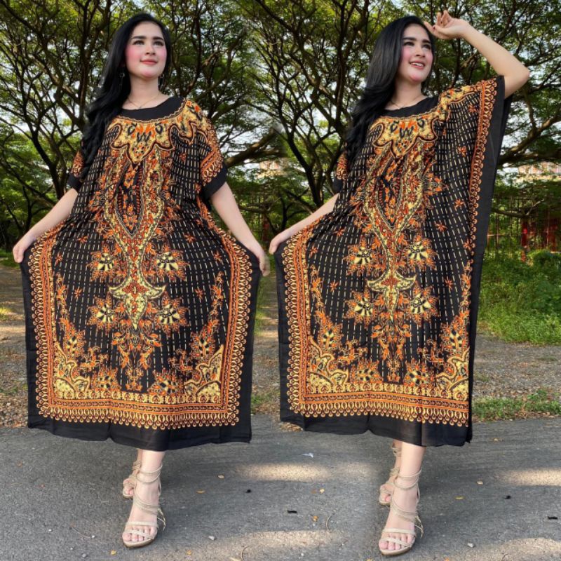 Bora Turki Daster Kekininan Jumbo Batik Rayon Premium Dress Wanita Lengan Lowo  Baju Wanita Kekinian LD 140  cm