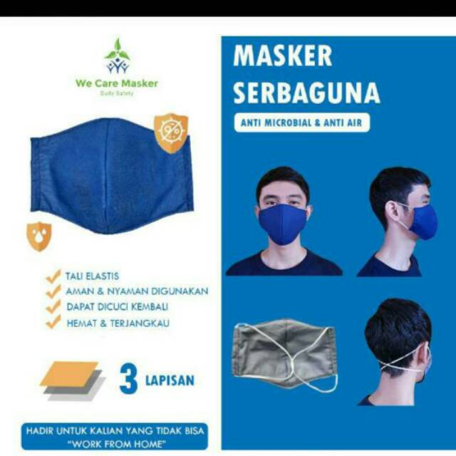 Masker Pelindung Virus dan Bakteri 3ply / Kain/ anti air Earloop kain