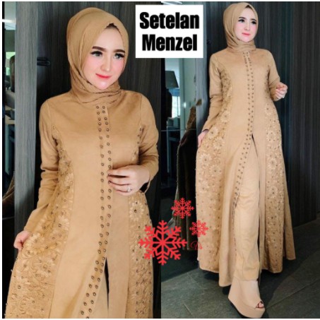 Baju Gamis Muslim Terbaru 2020 2021 Model Baju Pesta Wanita kekinian Bahan Velvet Kondangan remaja