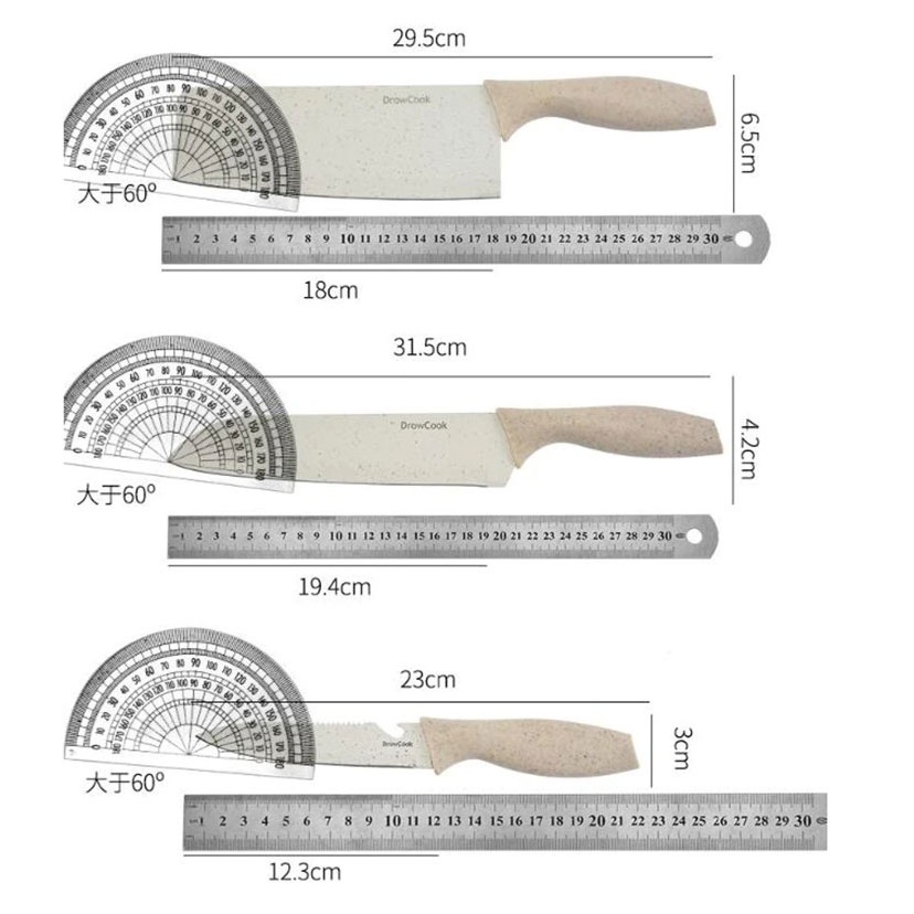 HSINMAY Set Pisau Dapur 6 in 1 Gunting Pengupas Buah Tempat Pisau-H06