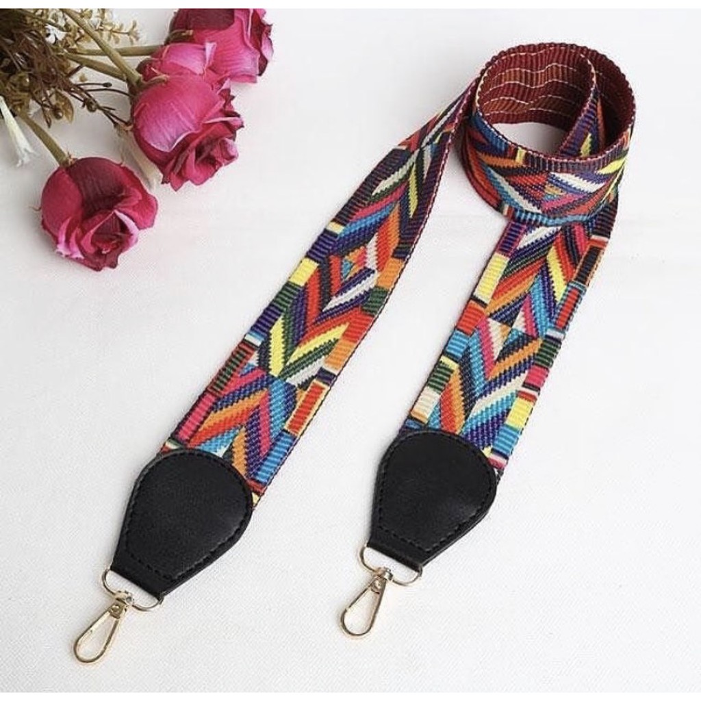 Tas Tali Selempang Strap Panjang Sling Long Srap Fashion / Long Strap Bag Aztec / Tali Panjang Tas Rainbow / Tali Tas Panjang Pelangi / Longstrap Fashion Unik