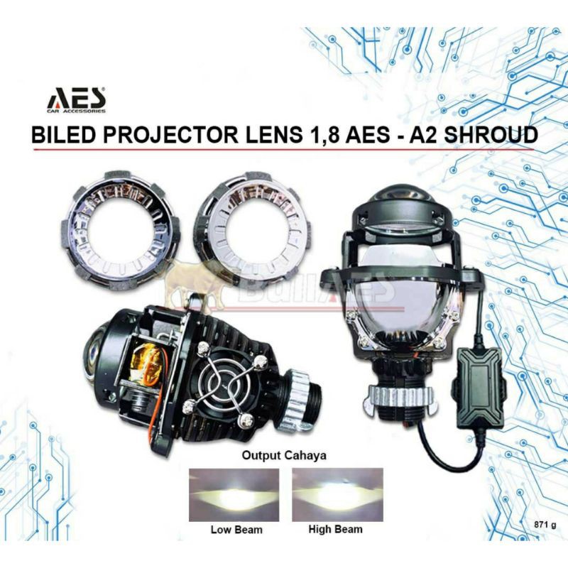 PROJECTOR BILED 1.8 INCH + SHROUD MERK AES promo bulan ini asesoris motor