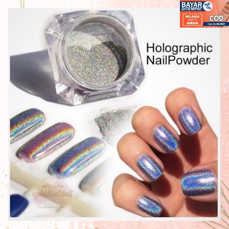 BUBUK HOLOGRAM SILVER HIASAN NAIL ART