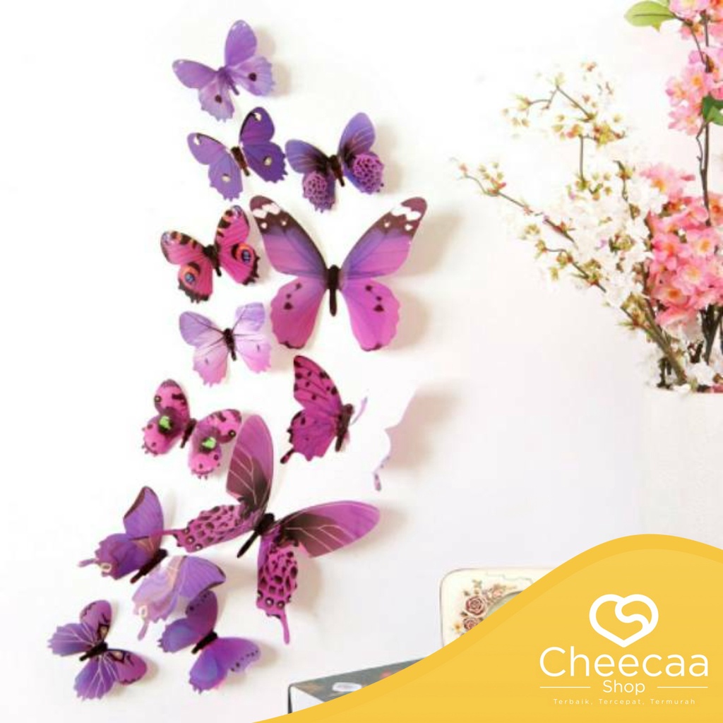 CC (DK07) Termurah 3D WALL STICKER BUTTERFLY / isi 12pcs stiker kupu kupu 3D kualitas import