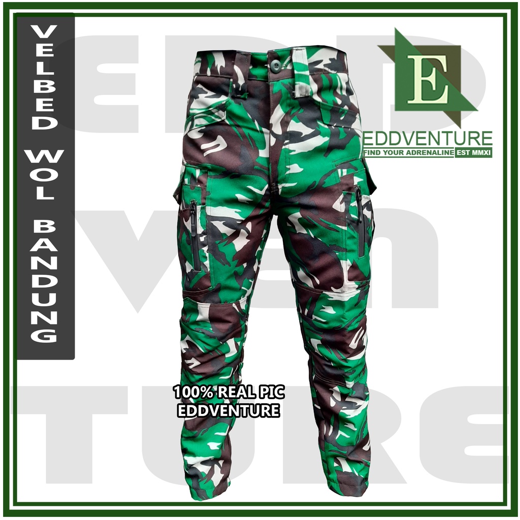 Celana distro panjang cargo PDL pria wanita TAD bahan velbed Sritex jatah TNI model W-TAC witek terbaru loreng malvinas prajurit tentara militer kualitas super premium tactical outdoor kamuflase resleting waterproof