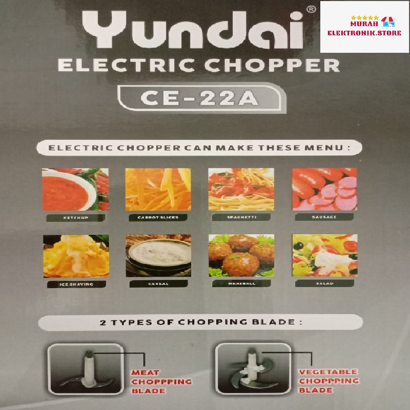 Food Processor Yundai CE-22 A 2 Liter Kaca / Chopper Daging Bumbu kering basah / penggiling