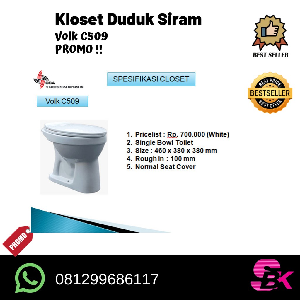 Kloset Duduk Siram Volk C509