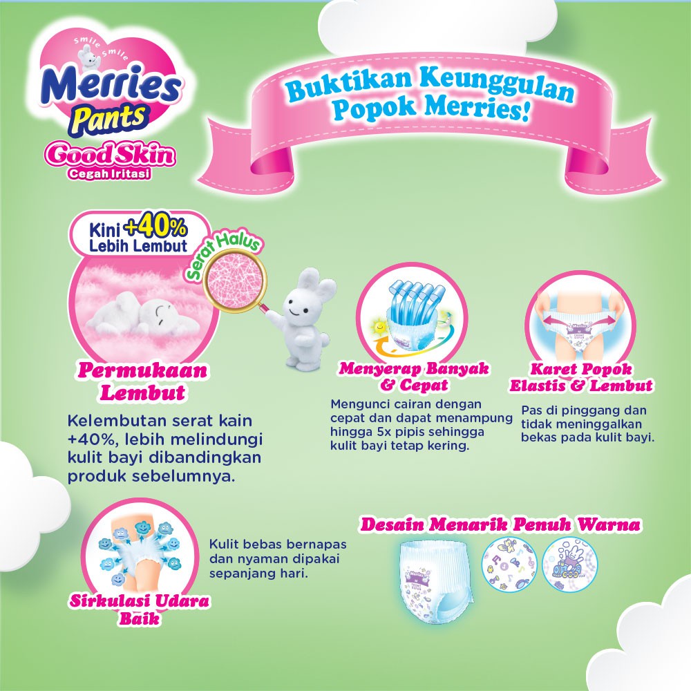 Popok Bayi Merries Pants Good Skin XL 38