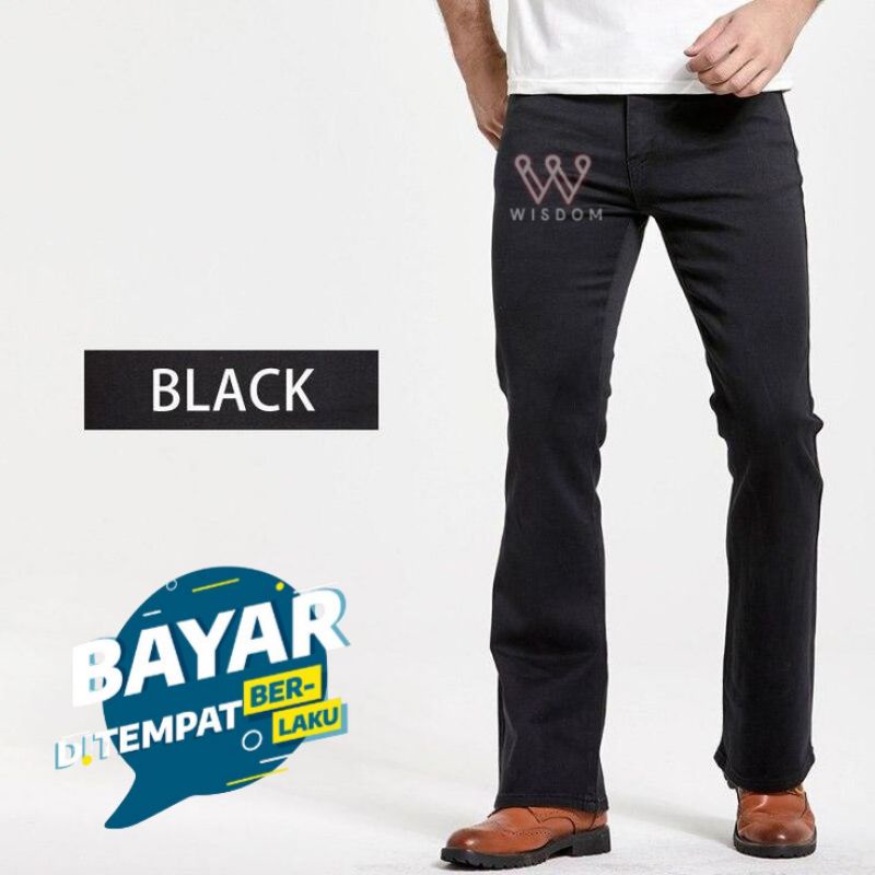 Wisdom Celana Jeans Cutbray Pria Cutbray Pants Boot Cut Melebar ke Bawah | Denim Stretch Melar Clasic