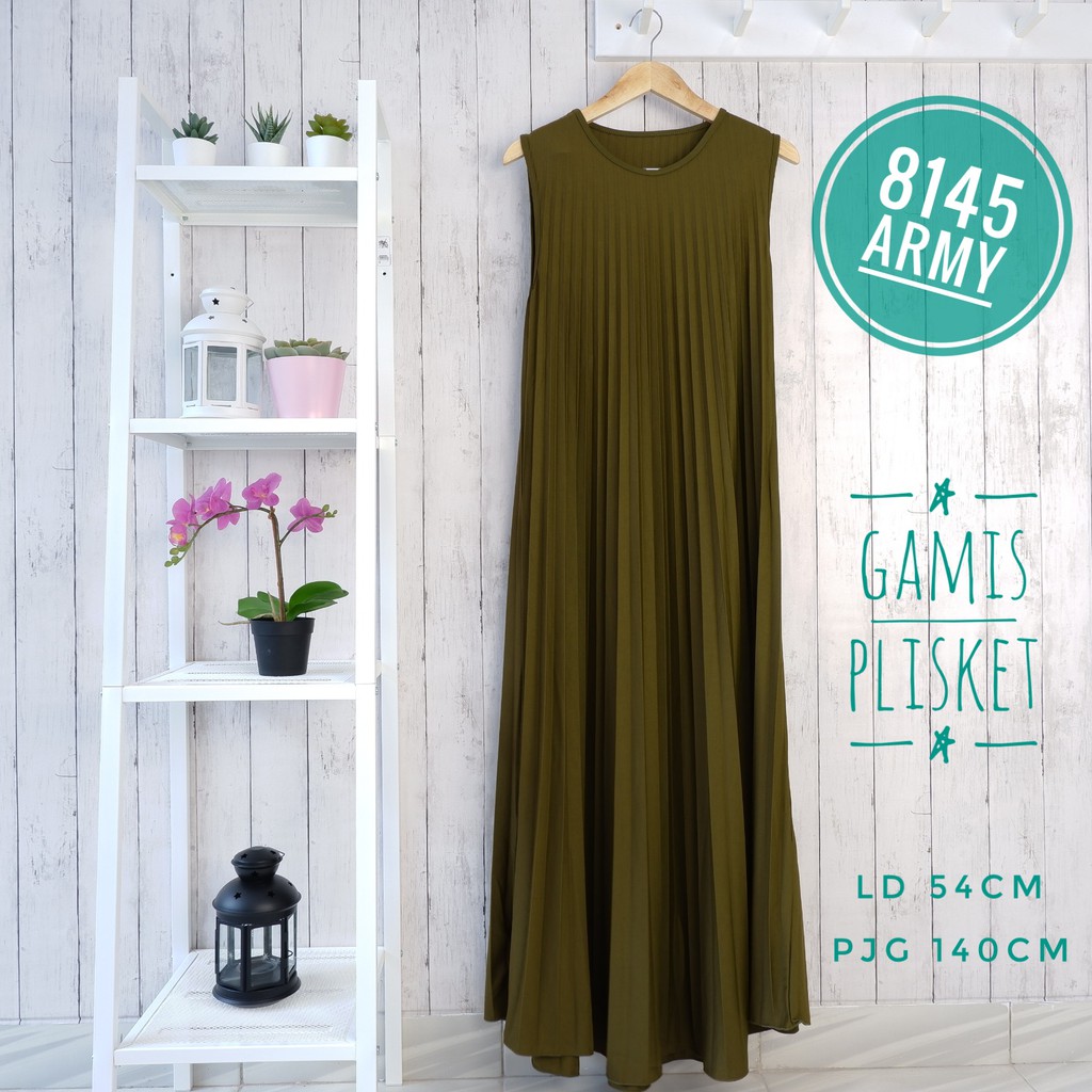 GAMIS PLISKET 8145 MAXY DRESS PLISKET PRISKET PLEATED DRESS PLISKET MAYUNG FLOWY TANPA LENGAN-2