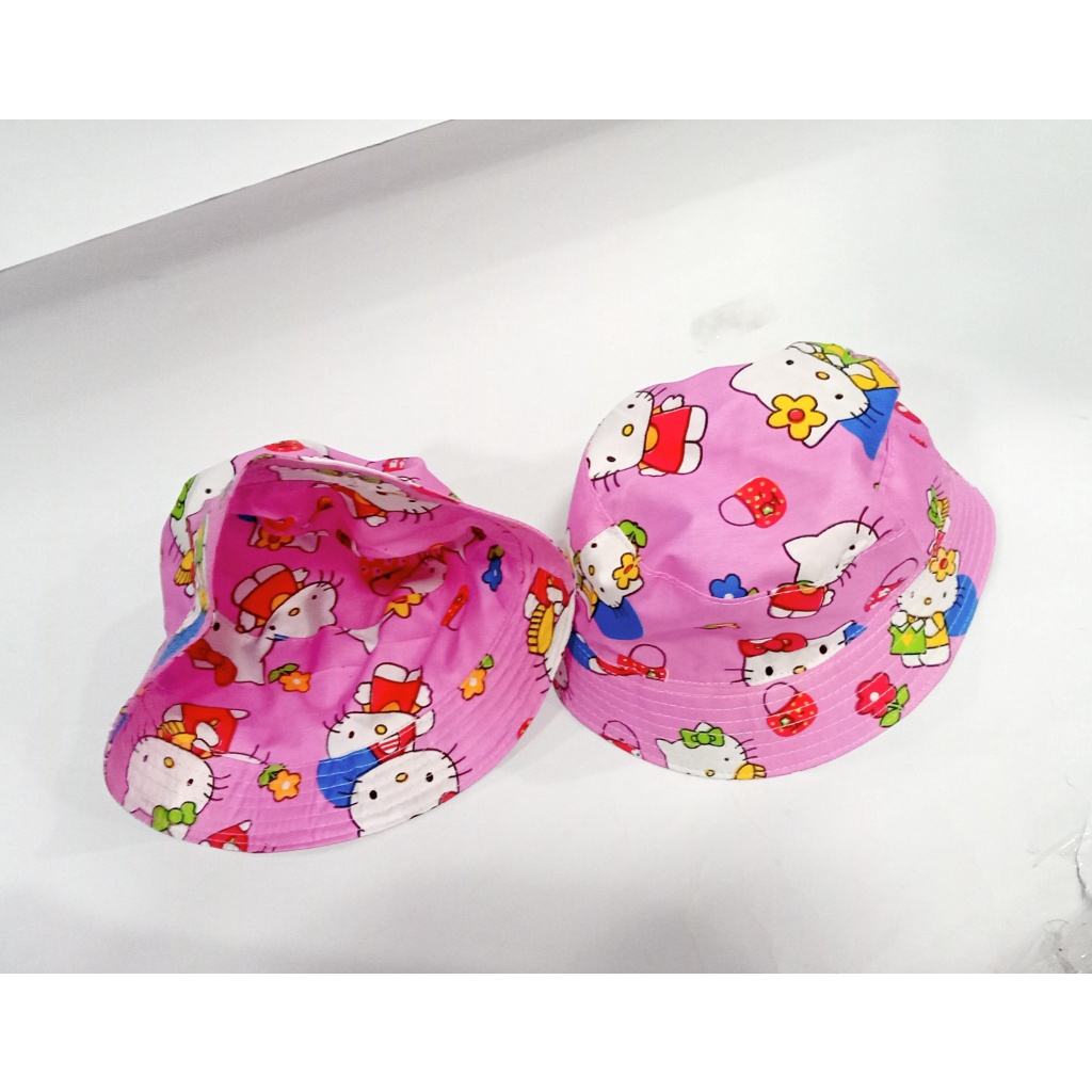 Topi bucket hat anak perempuan Hello Kitty bayi balita tidak panas berjemur & tidak kehujanan murah