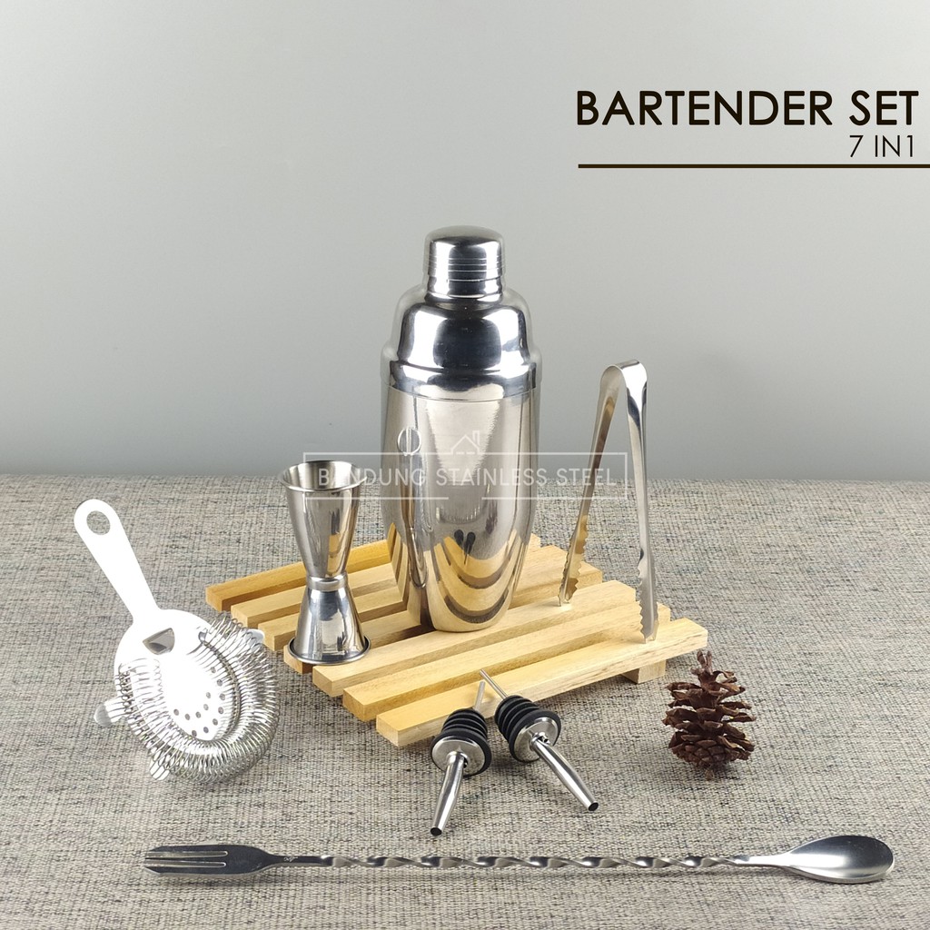 Bartender set 7pcs bar tender mixer cocktail shaker stainless steel