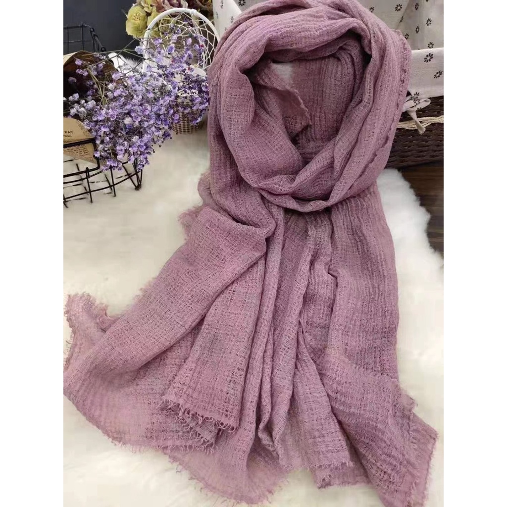 RAJUT TEBAL Pashmina Crinkle Jumbo Premium Tebal Rawis Shawl FULL Jilbab Hijab Kusut Lavanya Mei Chen-3