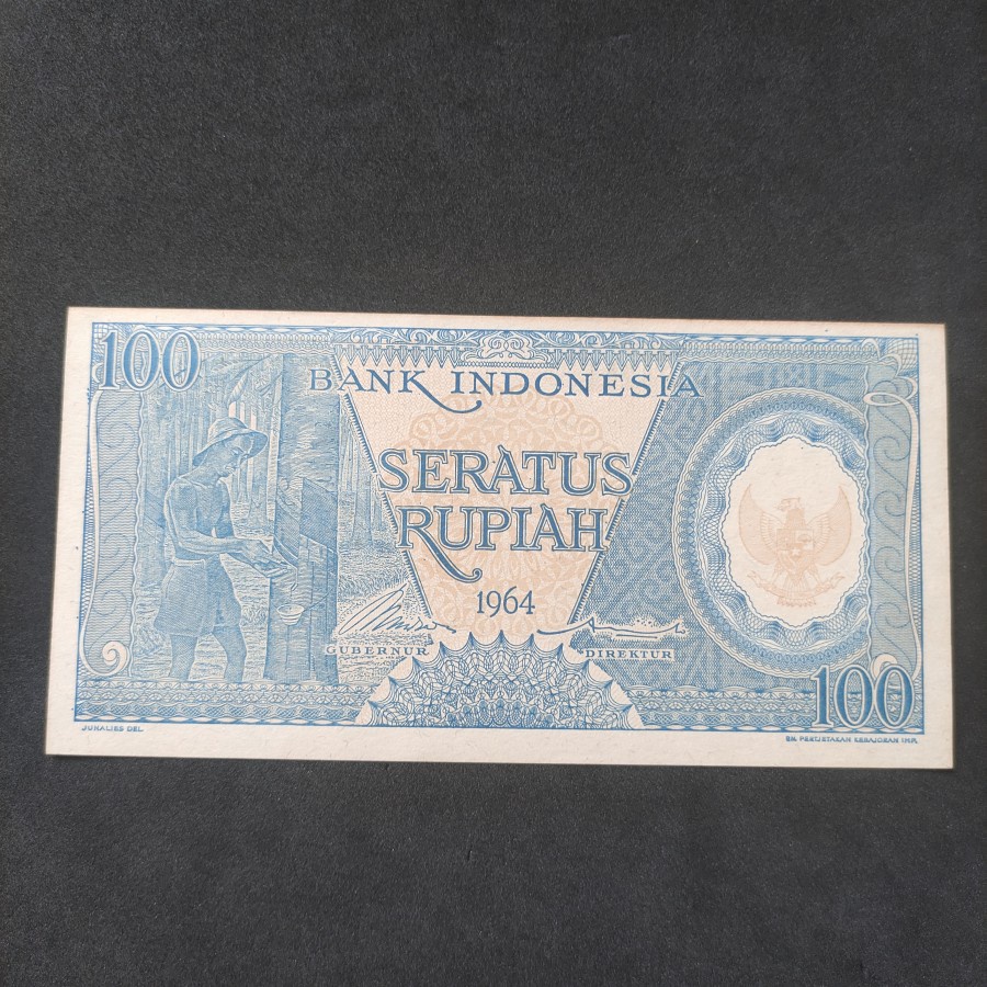 Uang kuno 100 Rupiah Seri Pekerja Varian Biru 1964 UNC