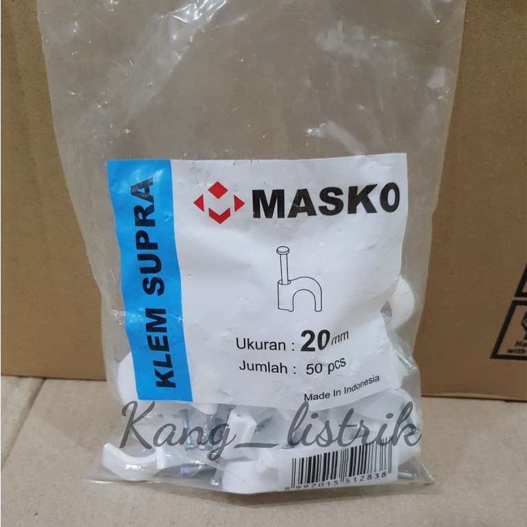 KLEM KABEL PAKU BETON NO 20 MM ( 50 PCS ) MASKO / CABLE CLIP LISTRIK