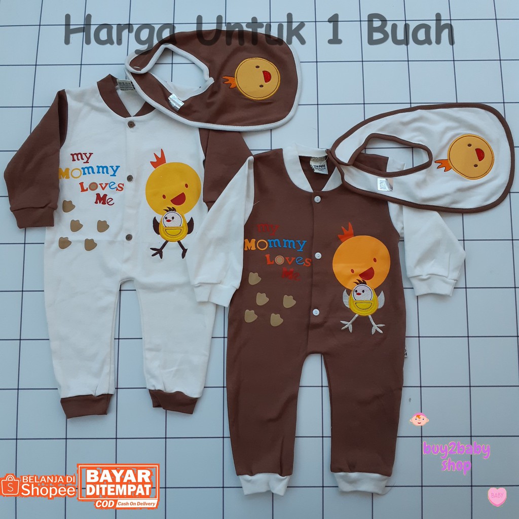 Jumper Panjang bayi plus Slaber (Celemek) Little Panda Tom Pege Tom-Tom 3-9 bulan 1 PCS