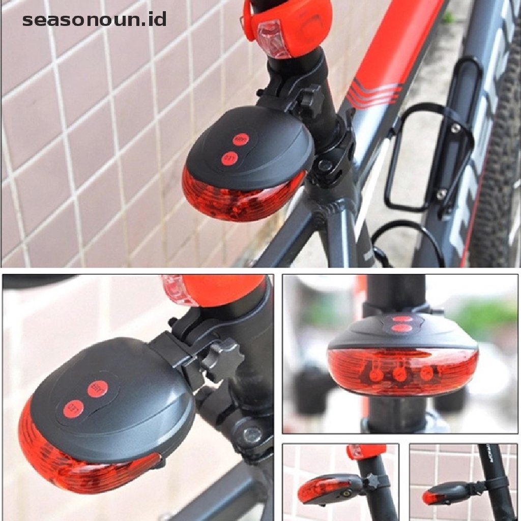 【seasonoun】 2 Laser +5 LED Rear Cycling Bicycle Bike Tail Safety Warning Flashing Lamp Light .