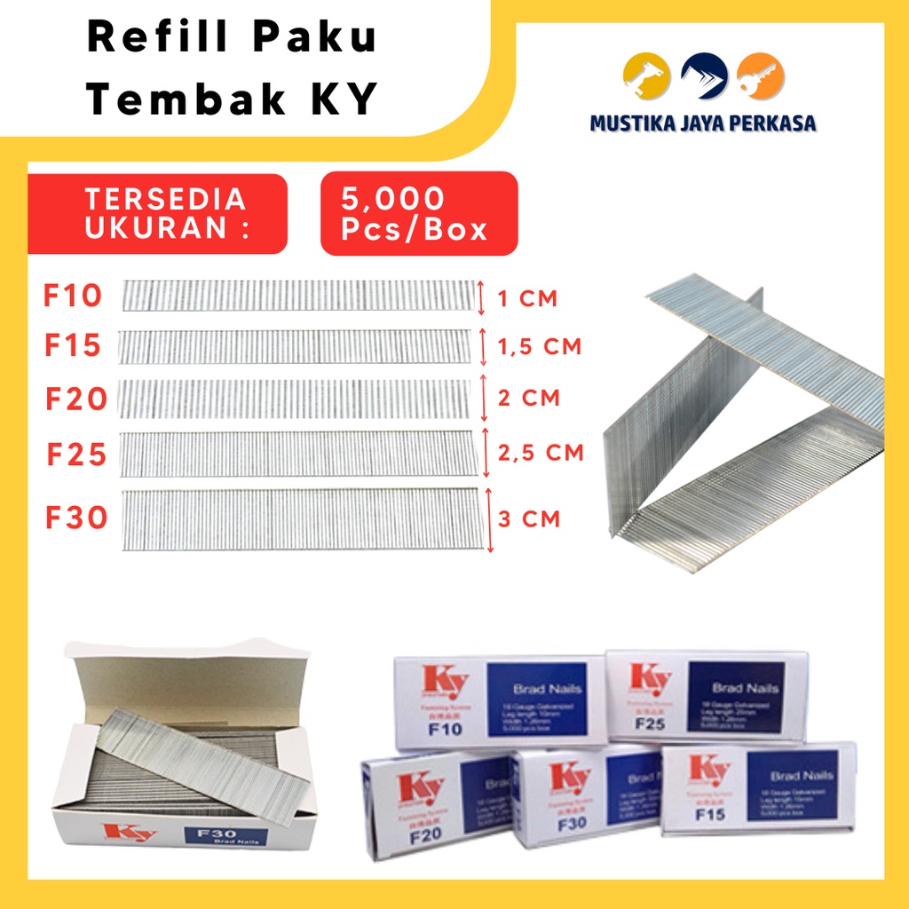 Isi Refill Mesin Paku Tembak F10 F15 F20 F25 F30 Merk Meite - Air Nailer Staples Tembak Angin.