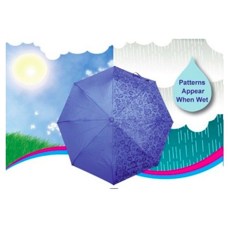 Payung Lipat 3D List Rainbow Magic Umbrella Muncul Motif Ketika Basah Payung Anti UV Free BubbleWrap