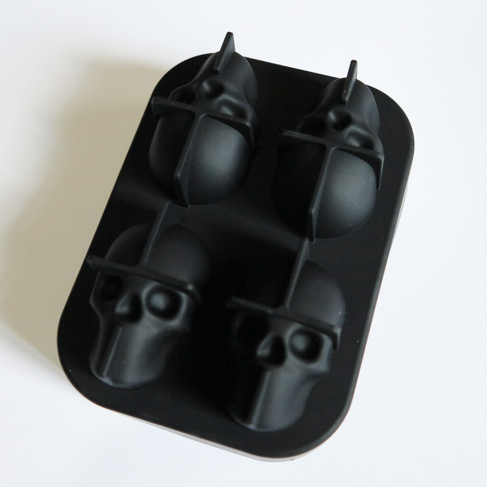 Cetakan Es Batu Model Skull Tengkorak Silikon SL000K142 Warna Black BPA Free Silicone Grab Medan